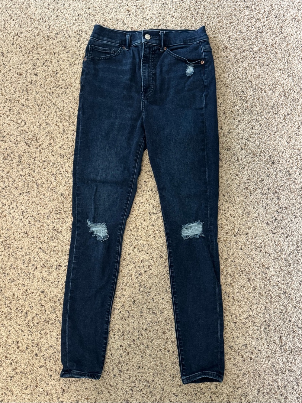 Dark Blue Express Women's Distressed Skinny Super High Rise Jeans size 6R
